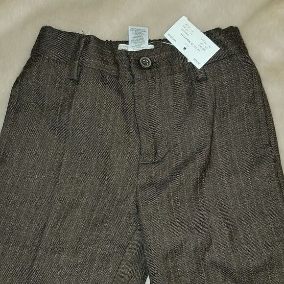 JANIE AND JACK SPECIAL OCCASION BROWN WOOL PINSTRIPED PANTS - NEW! - Picture 2 of 6
